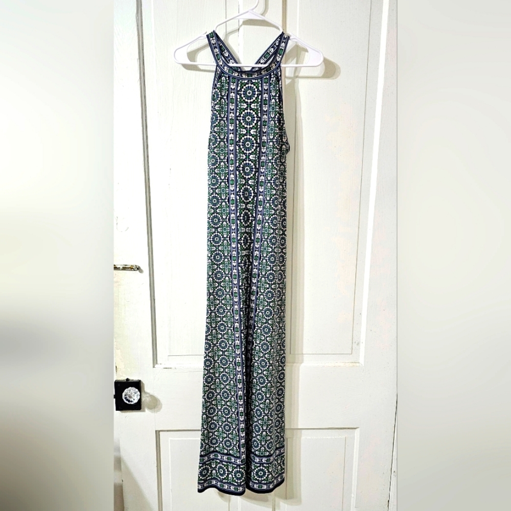 MAX STUDIO PAISLEY BLUE/GREEN MAXI DRESS-SIZE S